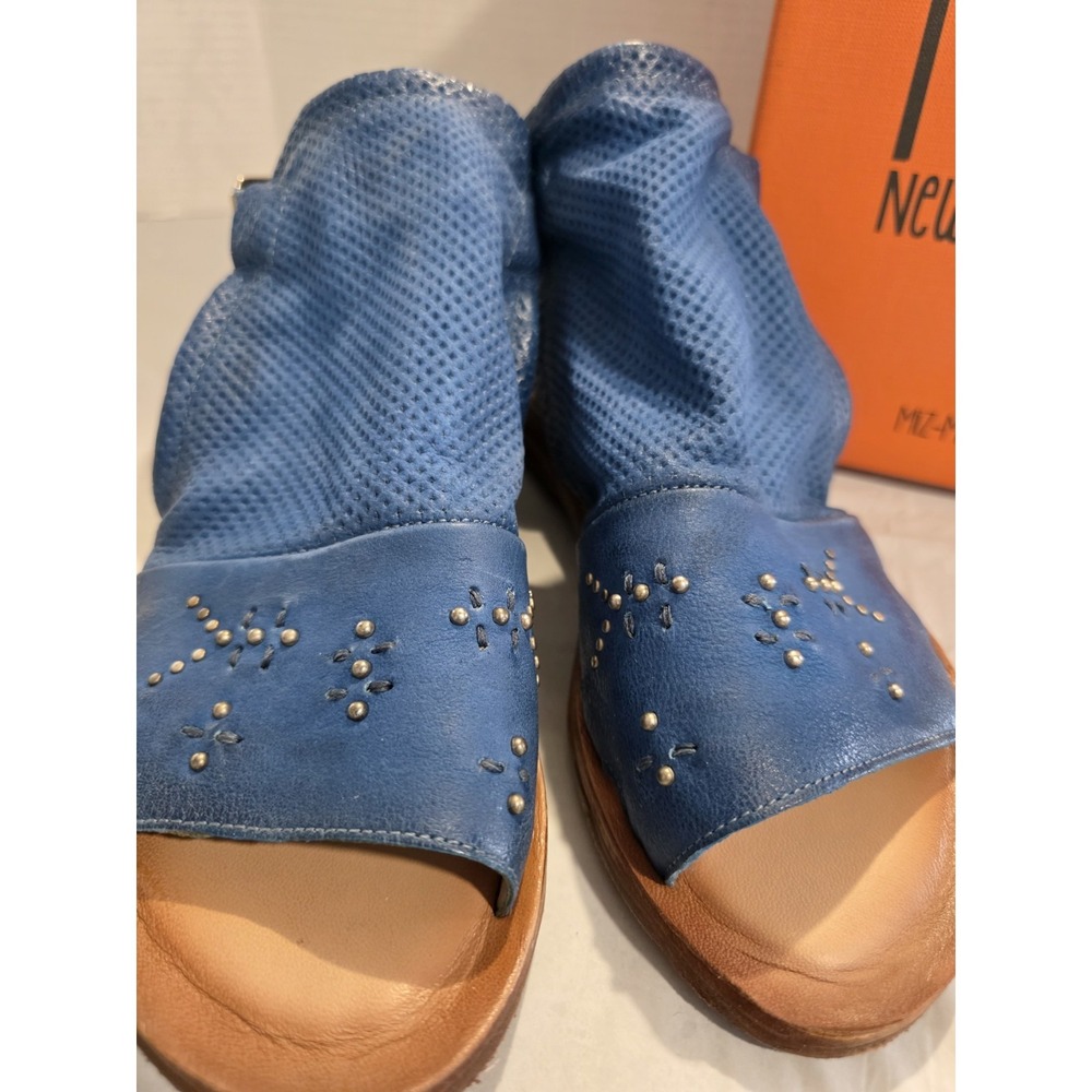 New Miz‎ Mooz Leather Ankle Strap Sandals Style Fifi  Wide  Denim EU 39 Size 8.5 - Picture 7 of 9